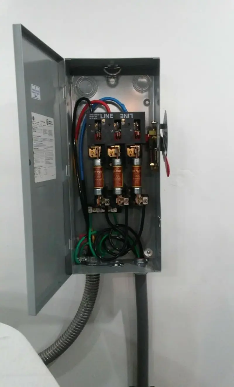 Three-phase disconnect switch installed for Electrical Wiring & Rewiring in Page